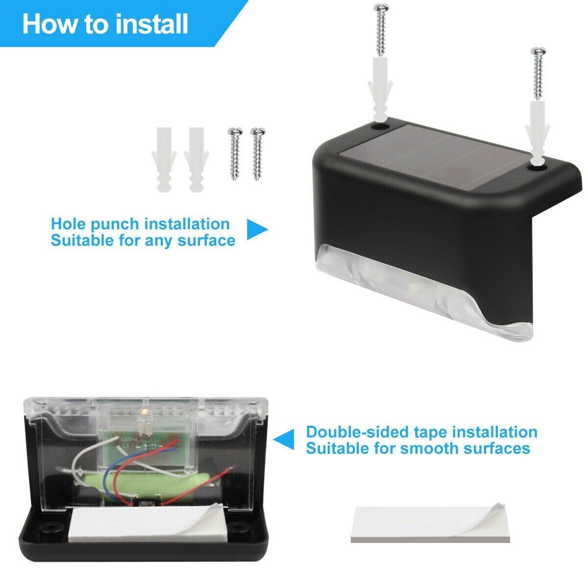 Solar Deck Lights – 8 Pack Waterproof LED (Stairs, Fence & Deck)