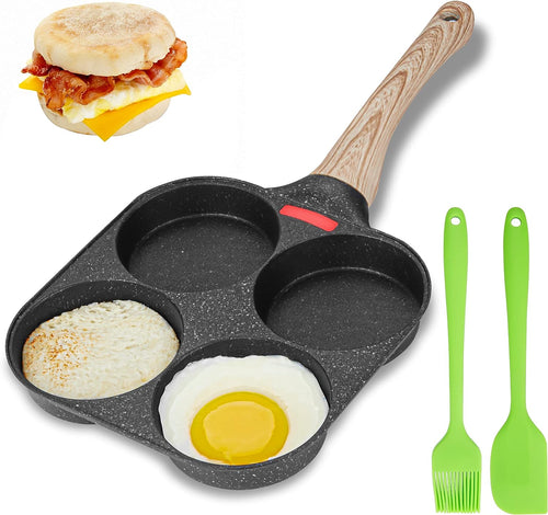 Egg Frying Pan, 4-Cup Egg Pan Nonstick, Fried Egg Pan Skillet for Breakfast, Pancake, Hamburger, Sandwiches, Suitable for Gas Stove & Induction Cookware