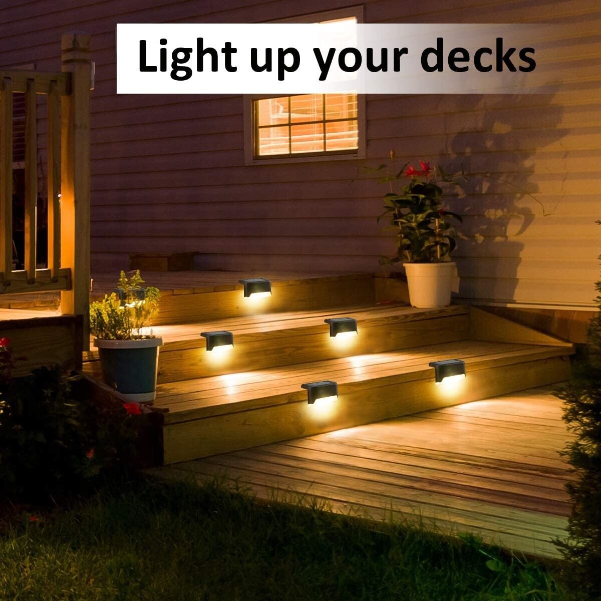 Solar Deck Lights – 8 Pack Waterproof LED (Stairs, Fence & Deck)
